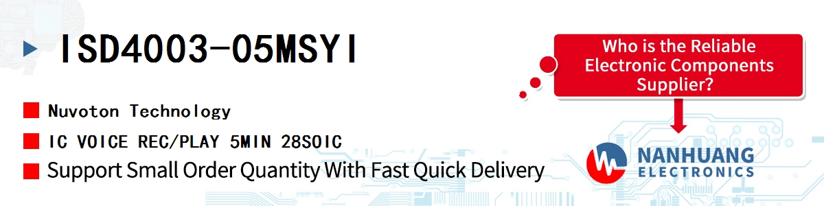 ISD4003-05MSYI Nuvoton IC VOICE REC/PLAY 5MIN 28SOIC